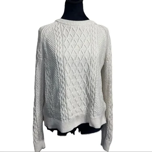 J Crew Cotton cable-knit crewneck sweater Women’s Size S Cotton Fisherman Core - Picture 2 of 6